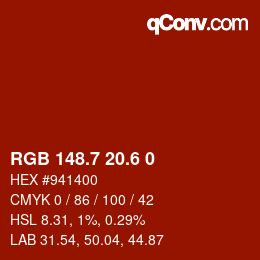 カラーコード: RGB 148.7 20.6 0 | qconv.com