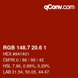 カラーコード: RGB 148.7 20.6 1 | qconv.com