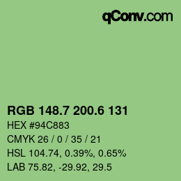 カラーコード: RGB 148.7 200.6 131 | qconv.com