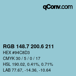 カラーコード: RGB 148.7 200.6 211 | qconv.com