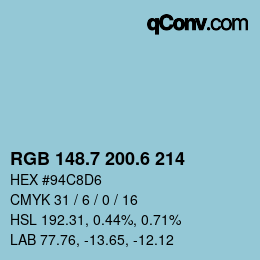 カラーコード: RGB 148.7 200.6 214 | qconv.com