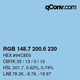 カラーコード: RGB 148.7 200.6 230 | qconv.com