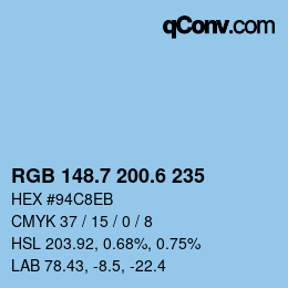 カラーコード: RGB 148.7 200.6 235 | qconv.com