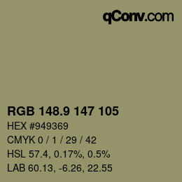 カラーコード: RGB 148.9 147 105 | qconv.com