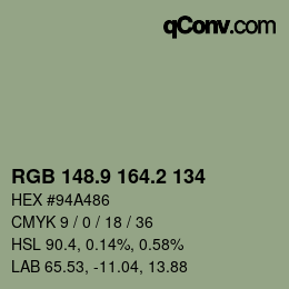 Color code: RGB 148.9 164.2 134 | qconv.com