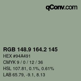Color code: RGB 148.9 164.2 145 | qconv.com