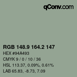 Color code: RGB 148.9 164.2 147 | qconv.com