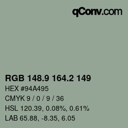 Color code: RGB 148.9 164.2 149 | qconv.com