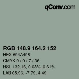 Color code: RGB 148.9 164.2 152 | qconv.com