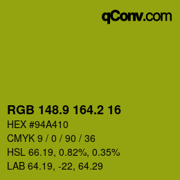 カラーコード: RGB 148.9 164.2 16 | qconv.com