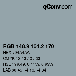 Color code: RGB 148.9 164.2 170 | qconv.com