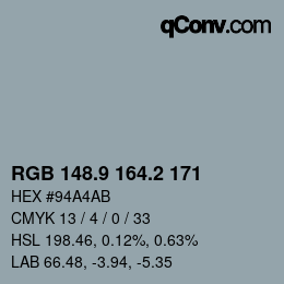 カラーコード: RGB 148.9 164.2 171 | qconv.com
