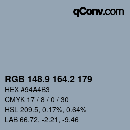Color code: RGB 148.9 164.2 179 | qconv.com