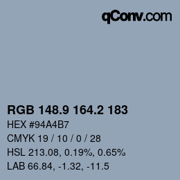 Color code: RGB 148.9 164.2 183 | qconv.com