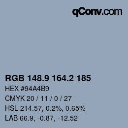 カラーコード: RGB 148.9 164.2 185 | qconv.com