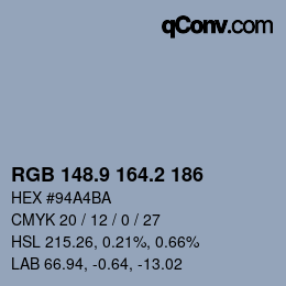 Color code: RGB 148.9 164.2 186 | qconv.com