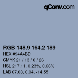Color code: RGB 148.9 164.2 189 | qconv.com