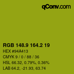 カラーコード: RGB 148.9 164.2 19 | qconv.com