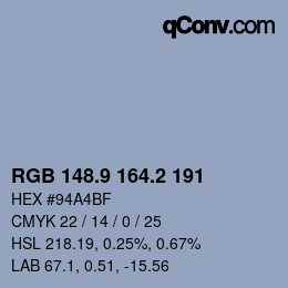 Color code: RGB 148.9 164.2 191 | qconv.com