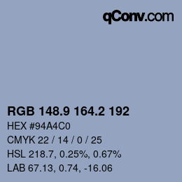 Color code: RGB 148.9 164.2 192 | qconv.com