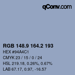 Color code: RGB 148.9 164.2 193 | qconv.com