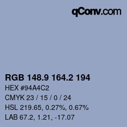 Color code: RGB 148.9 164.2 194 | qconv.com