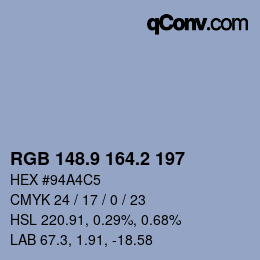 Color code: RGB 148.9 164.2 197 | qconv.com