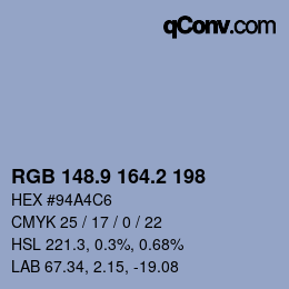 Color code: RGB 148.9 164.2 198 | qconv.com