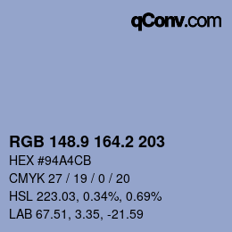 Color code: RGB 148.9 164.2 203 | qconv.com