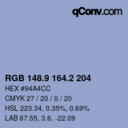 Color code: RGB 148.9 164.2 204 | qconv.com