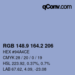 Color code: RGB 148.9 164.2 206 | qconv.com