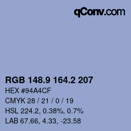 カラーコード: RGB 148.9 164.2 207 | qconv.com