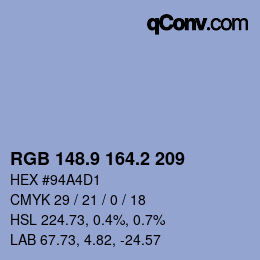 Color code: RGB 148.9 164.2 209 | qconv.com