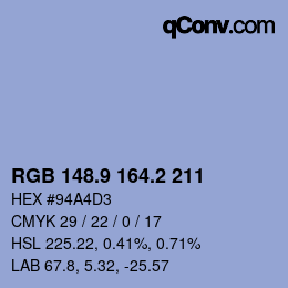 Color code: RGB 148.9 164.2 211 | qconv.com