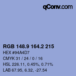 カラーコード: RGB 148.9 164.2 215 | qconv.com