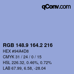 Color code: RGB 148.9 164.2 216 | qconv.com