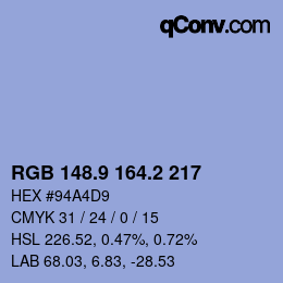 Color code: RGB 148.9 164.2 217 | qconv.com