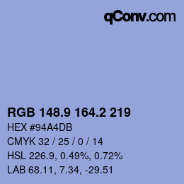カラーコード: RGB 148.9 164.2 219 | qconv.com