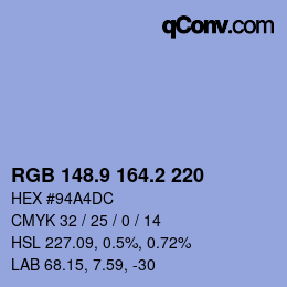 Color code: RGB 148.9 164.2 220 | qconv.com
