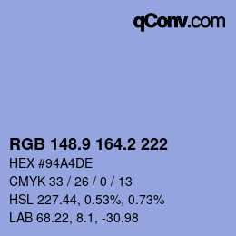 カラーコード: RGB 148.9 164.2 222 | qconv.com