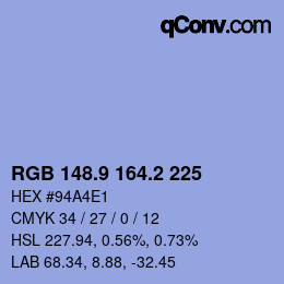 Color code: RGB 148.9 164.2 225 | qconv.com