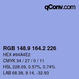 Color code: RGB 148.9 164.2 226 | qconv.com