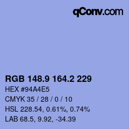 カラーコード: RGB 148.9 164.2 229 | qconv.com