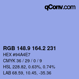 Color code: RGB 148.9 164.2 231 | qconv.com