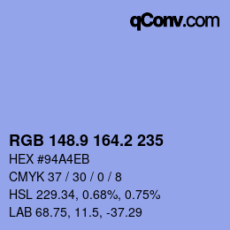 カラーコード: RGB 148.9 164.2 235 | qconv.com