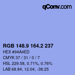 Color code: RGB 148.9 164.2 237 | qconv.com