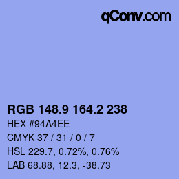 カラーコード: RGB 148.9 164.2 238 | qconv.com