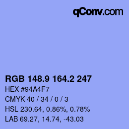 カラーコード: RGB 148.9 164.2 247 | qconv.com