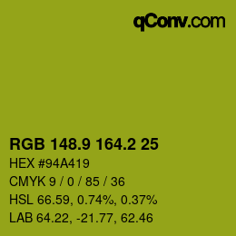 カラーコード: RGB 148.9 164.2 25 | qconv.com
