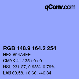 カラーコード: RGB 148.9 164.2 254 | qconv.com